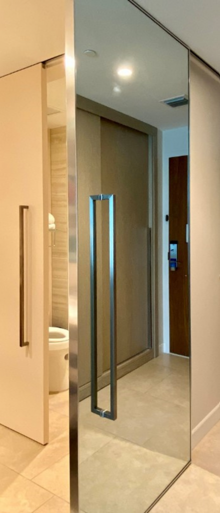 sliding barn door with mirror