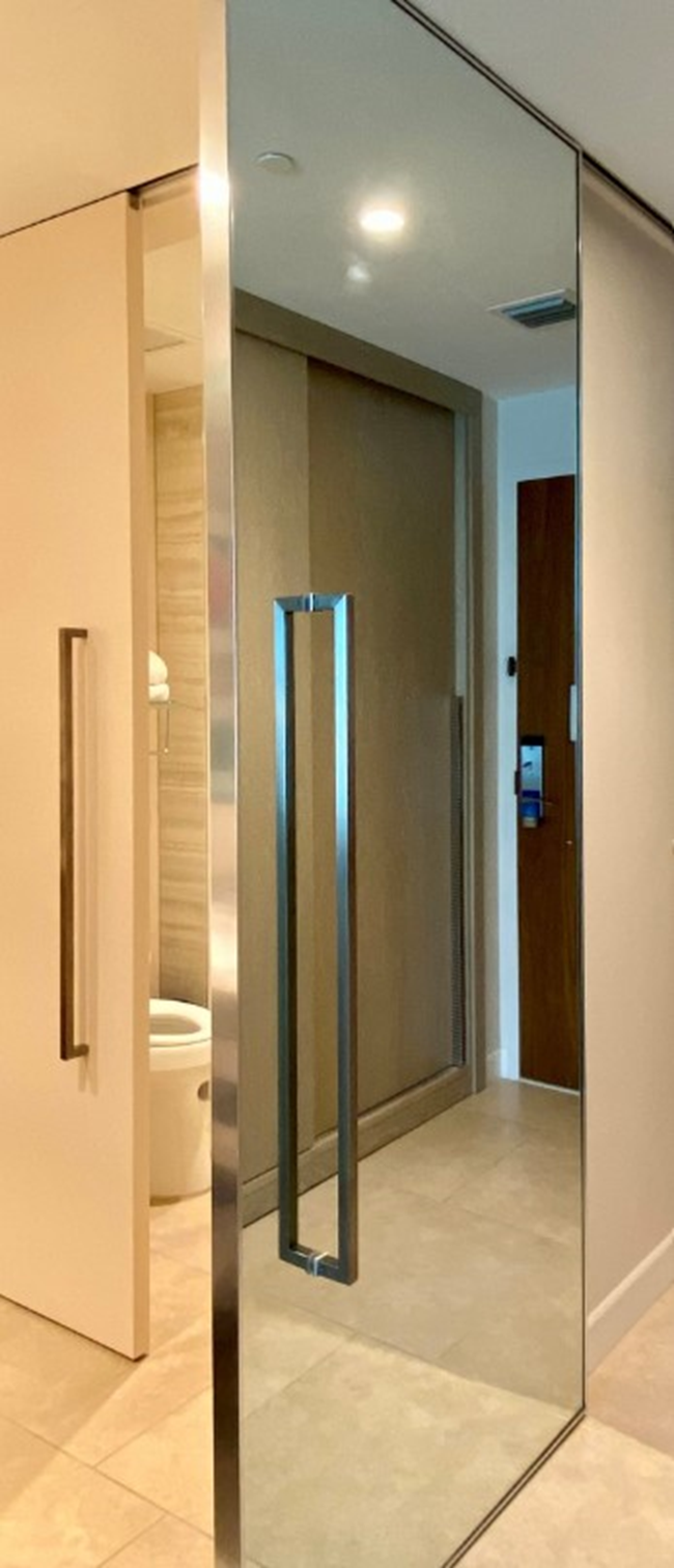 sliding barn door with mirror