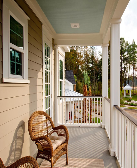 Porch with blue ceiling